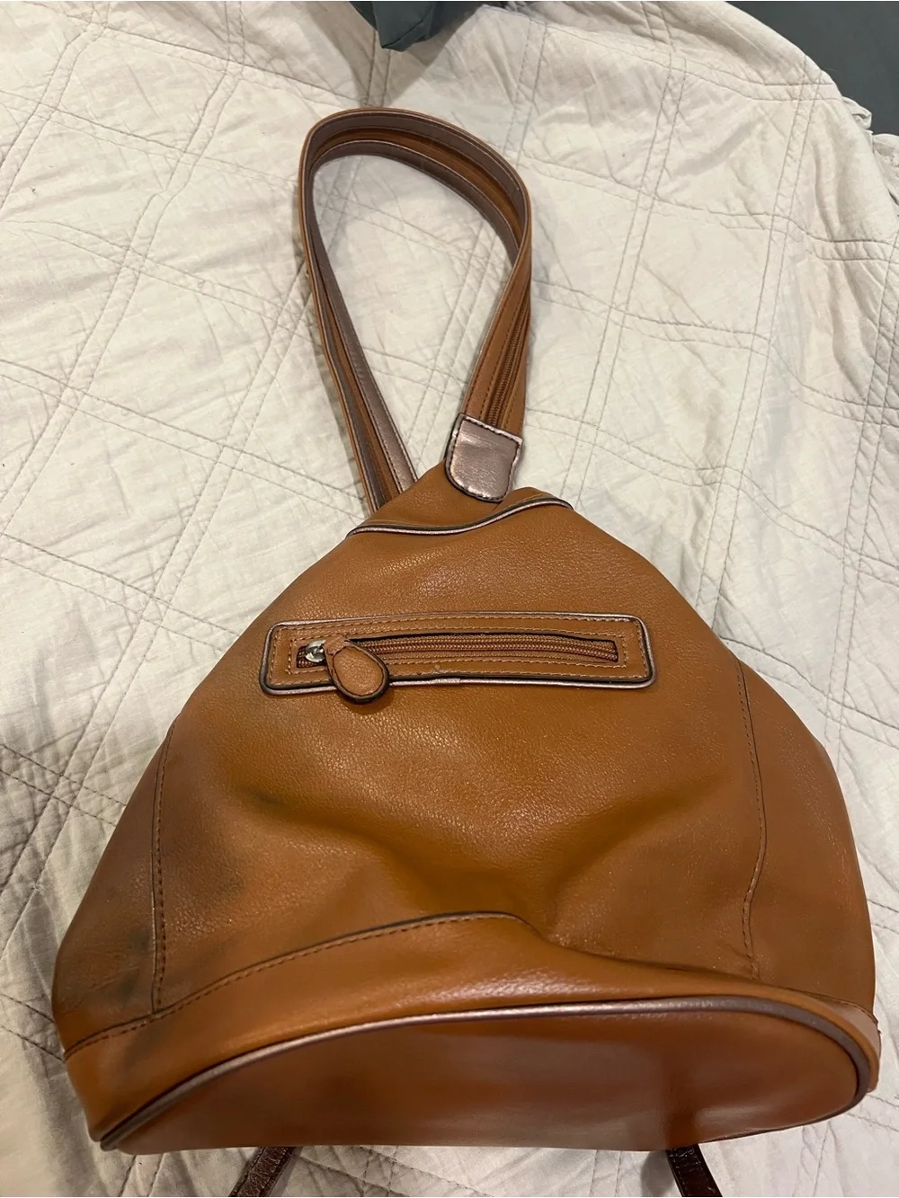 Liz Claiborne Tan Leather Sling Backpack